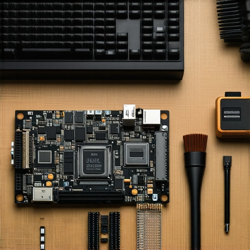 Cleaning a high-end workstation motherboard and mechanical keyboard with professional tools.