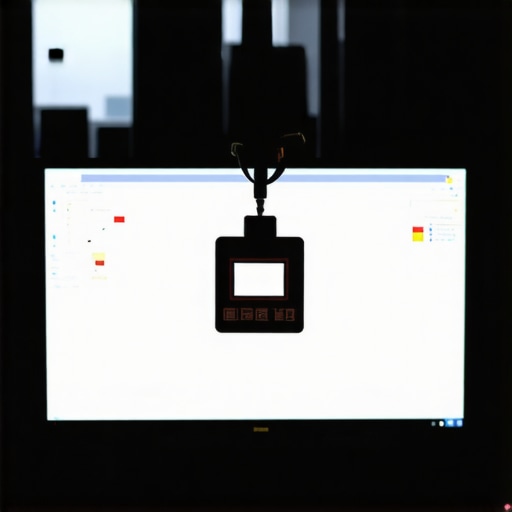 A colorimeter device measuring color accuracy on a professional display.