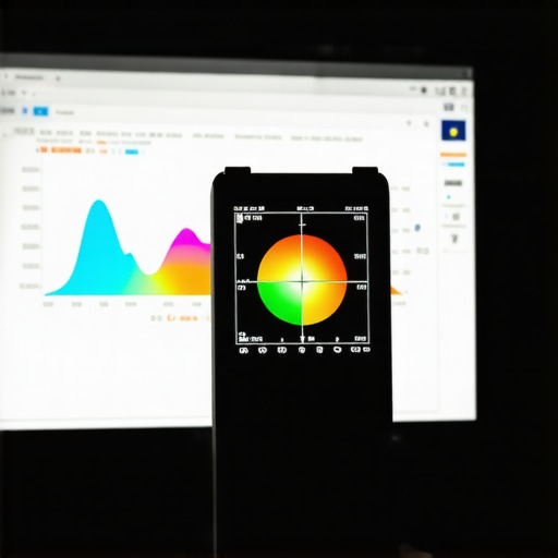Professional Monitor Calibration Process A colorimeter performing hardware calibration on a professional monitor display.