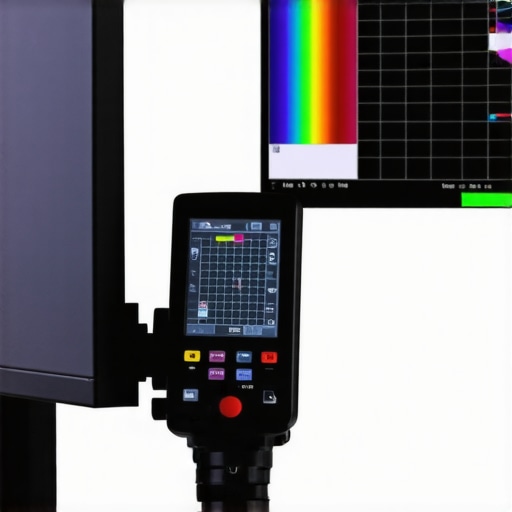 Professional Monitor Calibration Setup A hardware colorimeter calibrating a professional workstation monitor to ensure color accuracy