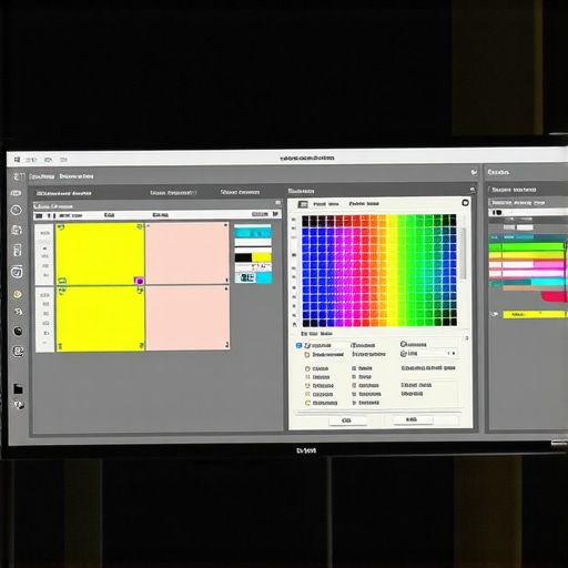 Professional Monitor Calibration in Action A colorimeter device calibrating a professional monitor for color accuracy