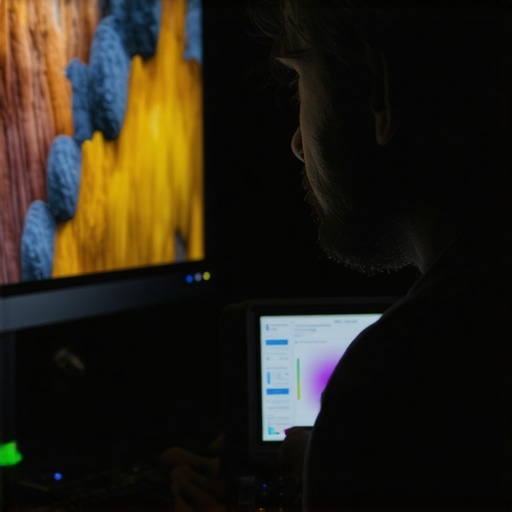 Professional Monitor Calibration in Progress A colorimeter being used to calibrate a professional monitor for color accuracy.