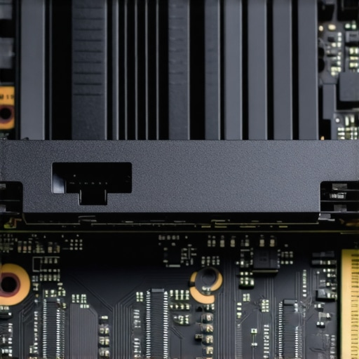 Professional NVMe Heatsink Installation A high-performance NVMe SSD with a heavy-duty heatsink to prevent thermal throttling in a workstation.