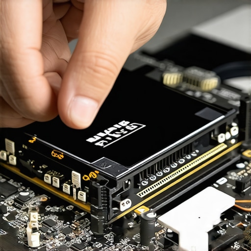 An NVMe SSD with a thermal heat sink being installed for maximum workstation performance.