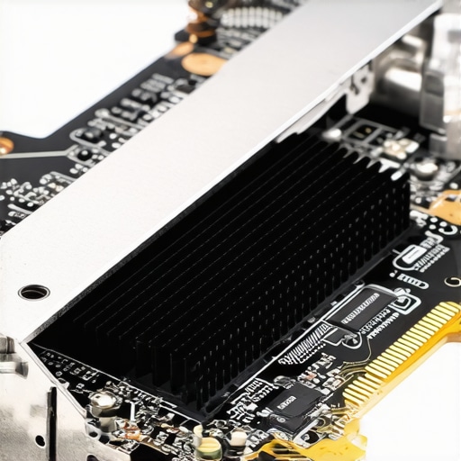 Professional NVMe SSD with Active Cooling Heatsink A high-performance NVMe SSD equipped with a specialized active heatsink to prevent thermal throttling in a workstation.