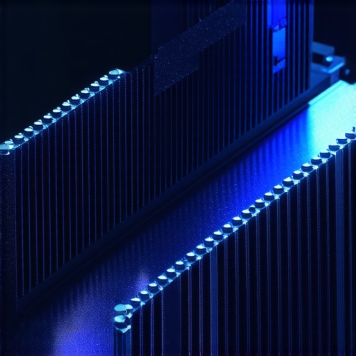 Professional NVMe SSD with Heat Sink Macro view of a high-performance NVMe SSD installed on a workstation motherboard with a dedicated heat spreader.