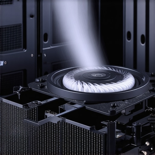 Close up of electric duster cleaning a workstation PC cooler