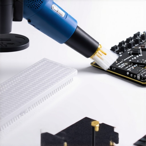 Cleaning a mechanical keyboard and SSD heatsink with specialized tools for workstation maintenance.