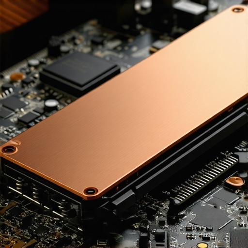 Professional SSD Thermal Management A high-performance SSD with a dedicated copper heat spreader on a workstation motherboard.