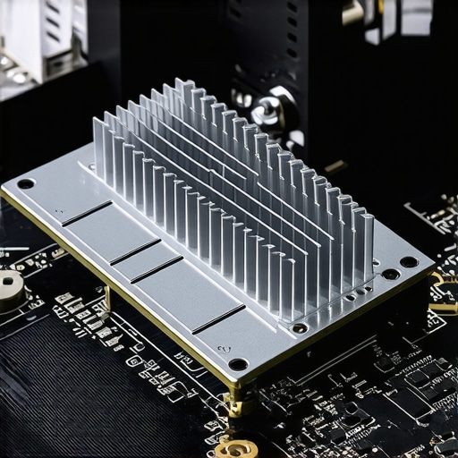Close up of a professional NVMe SSD heatsink being installed for workstation thermal stability.