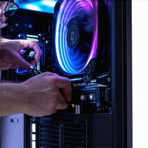 Professional Workstation Cooler Maintenance Technician checking CPU cooler mounting pressure in a professional workstation