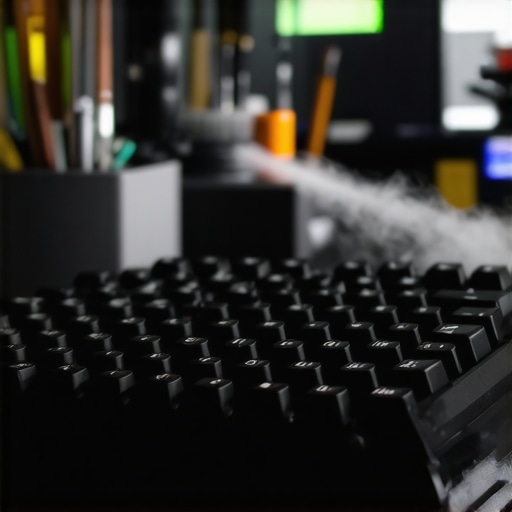 Professional Workstation Maintenance Tools Electronic air duster and cleaning tools for a high-end workstation setup