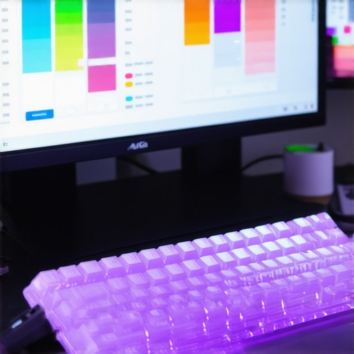 Professional Workstation Maintenance and Calibration Setup A high-end professional workstation showing a calibrated monitor and a clean mechanical keyboard.
