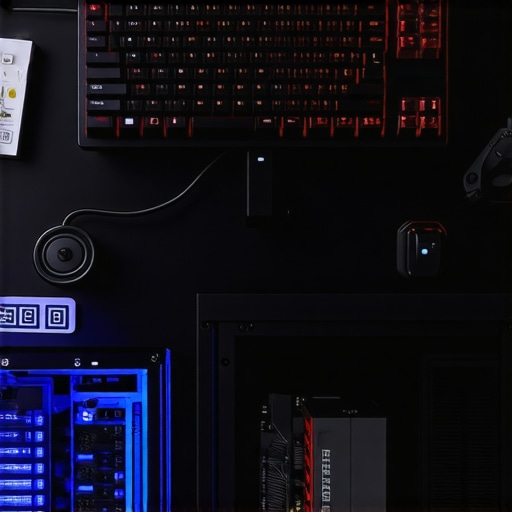 Professional Workstation Maintenance and Calibration Tools A pro workstation setup showing a monitor calibration tool and open PC components for maintenance.