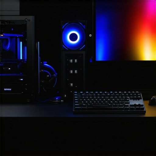 Professional Workstation Setup Nuances High-end workstation components including an air cooler and color-accurate monitor setup.