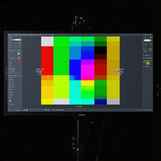 Professional monitor calibration in progress Calibration tool on a professional display screen