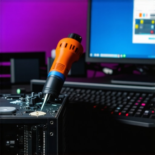 Proper Workstation Maintenance and Cleaning A person cleaning a workstation PC with a blower