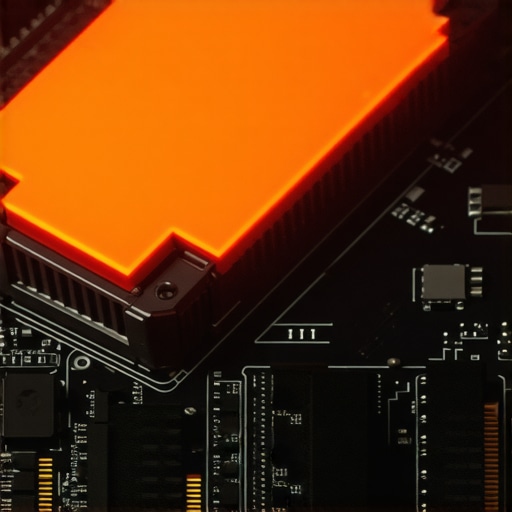 SSD Thermal Saturation Map Thermal camera view of a high-speed NVMe SSD showing heat zones