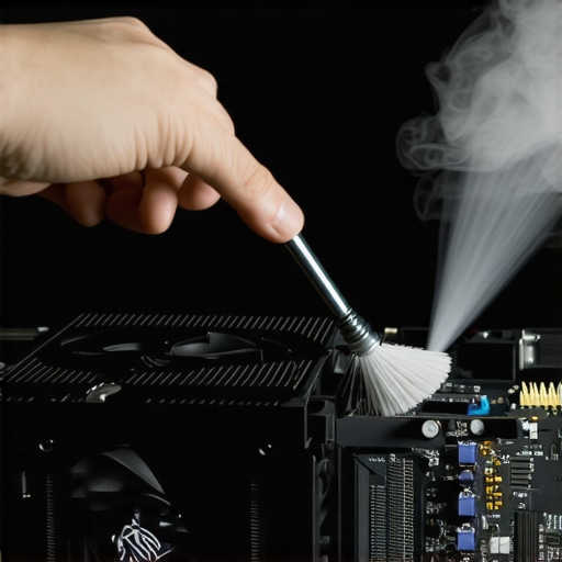 Safely Cleaning a Workstation PC Fan A person cleaning dust from a computer fan while holding the blades still to prevent static damage.