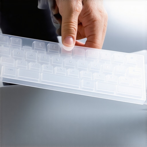Testing Polycarbonate Keyboard Plate Flex Close-up of a flexible polycarbonate keyboard plate for ergonomic typing
