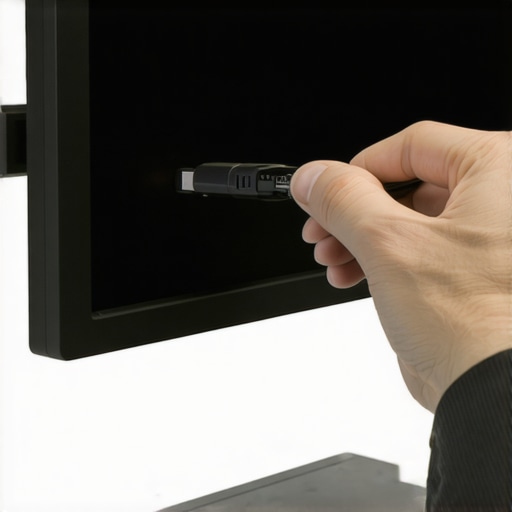 Upgrading to DisplayPort for High Refresh Rates Hand connecting a DisplayPort cable to a professional workstation monitor