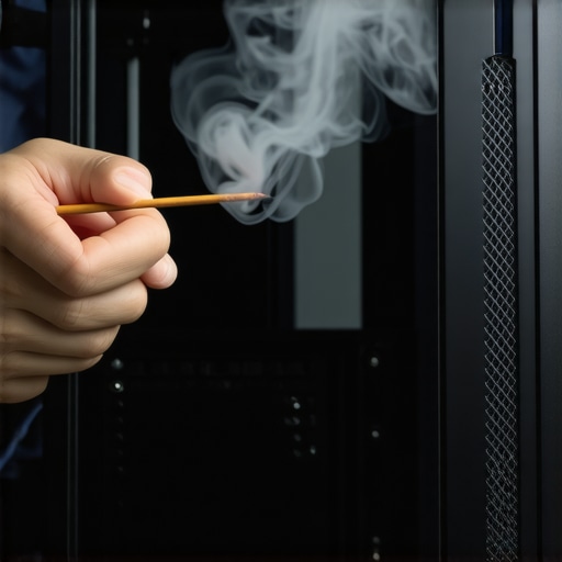 Visualizing PC Case Airflow Pressure A smoke test being performed on a computer workstation to check for positive air pressure and dust prevention.